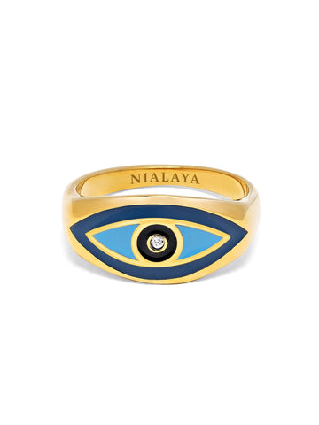 Nialaya Women's Ring Women's Gold Evil Eye Ring Women's Gold Evil Eye Ring